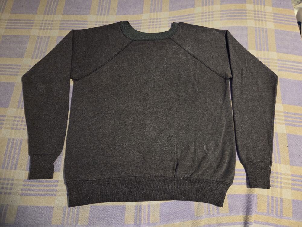 Vintage 70s Two Tone Faded Sweatshirt Gray Black Large USA Made F Robinson 80s